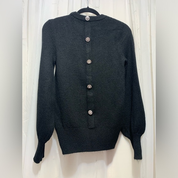 Crown & Ivy Blk Rhinestone Back Sweater - Picture 1 of 5